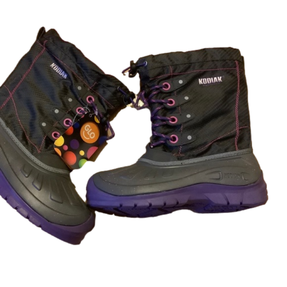 Kodiak Glo waterproof snow boots pink and black size 6 winter snow rain boots